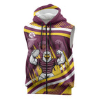 Sea Eagles Rugby Mascot Sleeveless Zip Hoodie Fierce Athlete Graphic in Sports Style