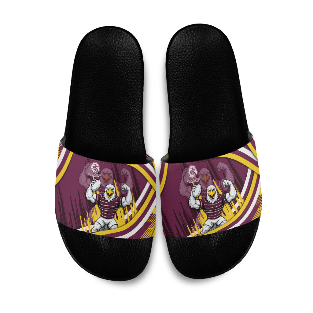 Sea Eagles Rugby Mascot Slide Sandals Fierce Athlete Graphic in Sports Style