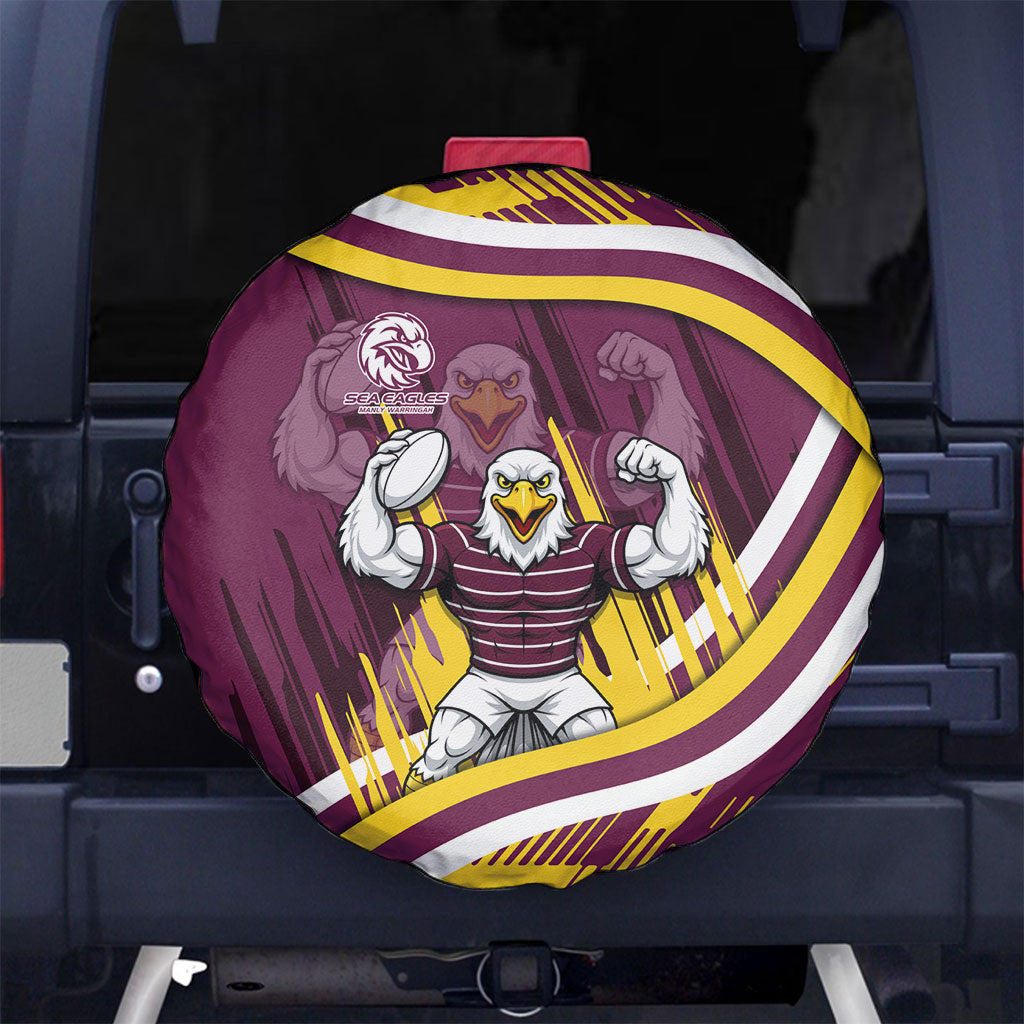 Sea Eagles Rugby Mascot Spare Tire Cover Fierce Athlete Graphic in Sports Style
