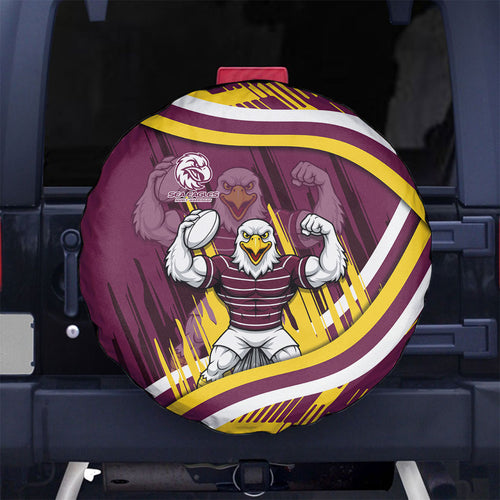 Sea Eagles Rugby Mascot Spare Tire Cover Fierce Athlete Graphic in Sports Style