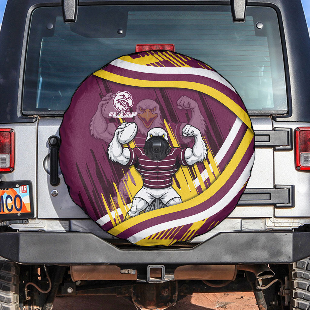 Sea Eagles Rugby Mascot Spare Tire Cover Fierce Athlete Graphic in Sports Style