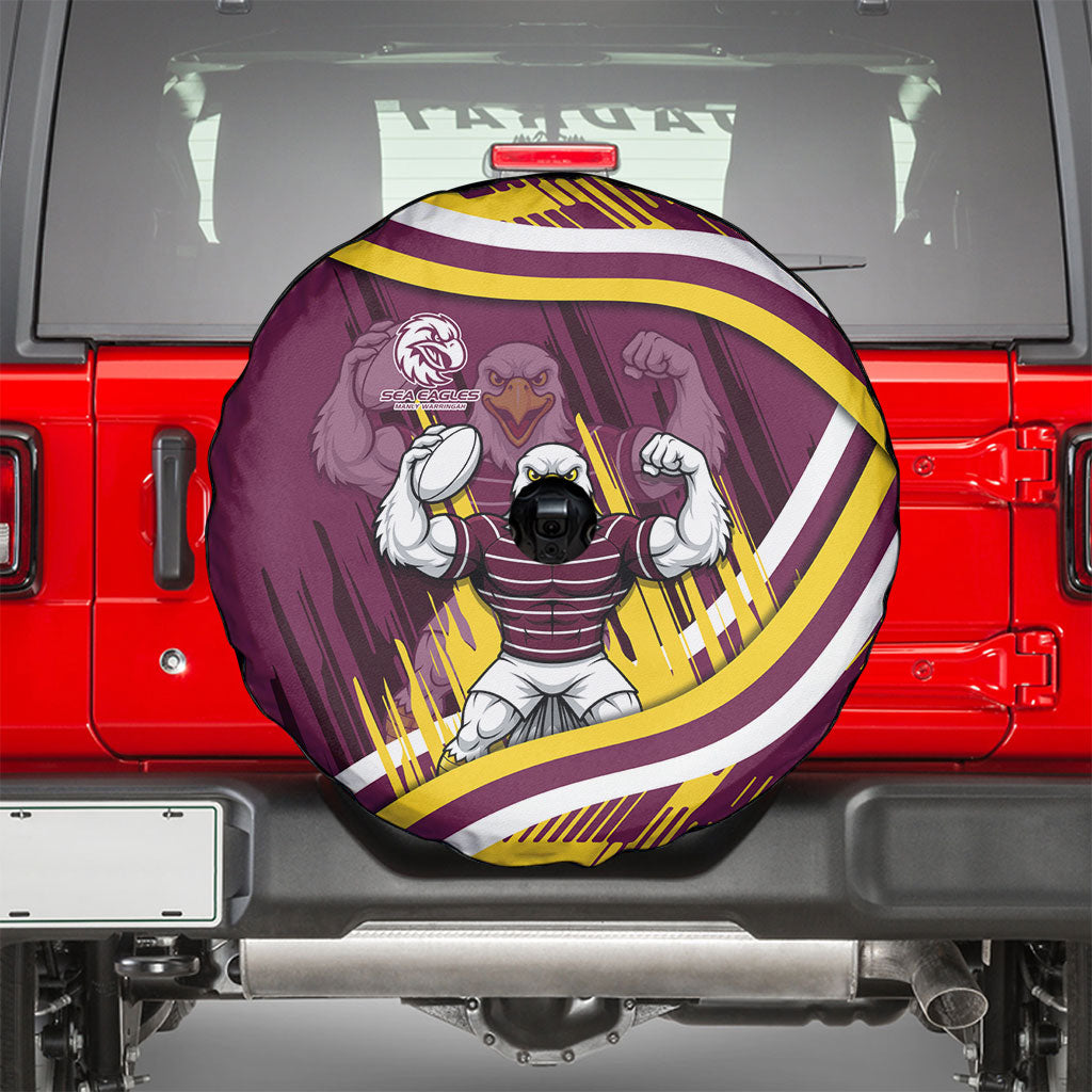 Sea Eagles Rugby Mascot Spare Tire Cover Fierce Athlete Graphic in Sports Style