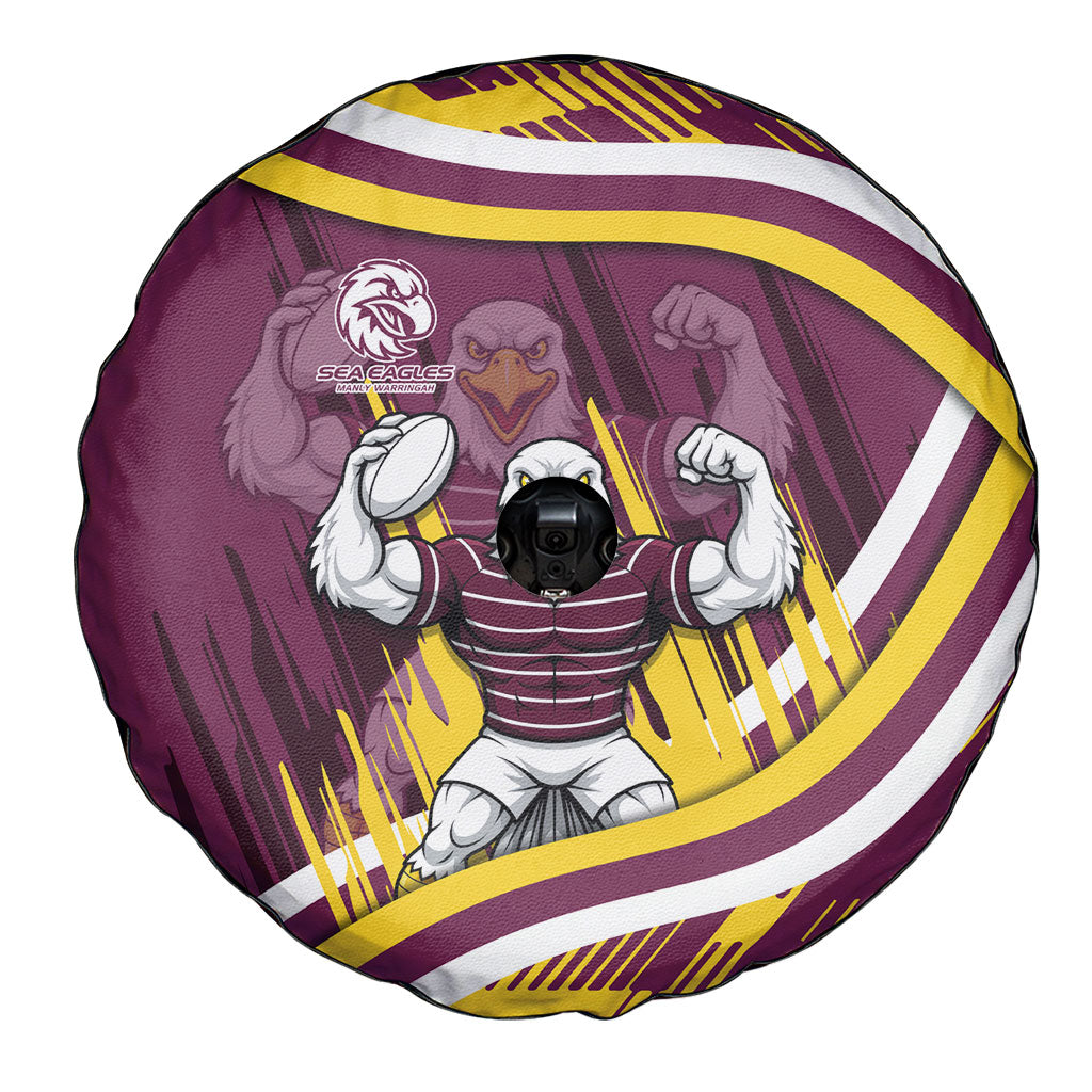Sea Eagles Rugby Mascot Spare Tire Cover Fierce Athlete Graphic in Sports Style