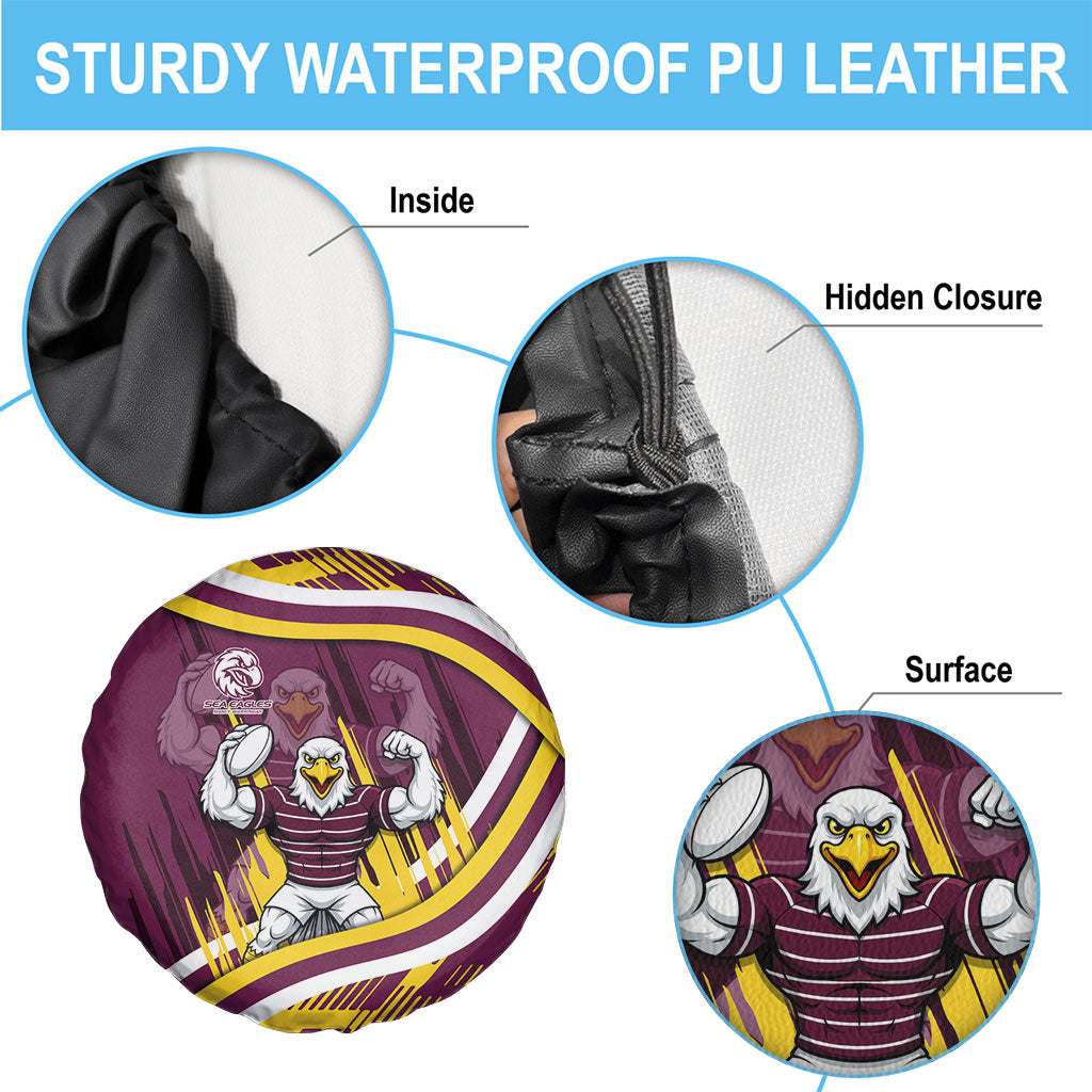Sea Eagles Rugby Mascot Spare Tire Cover Fierce Athlete Graphic in Sports Style