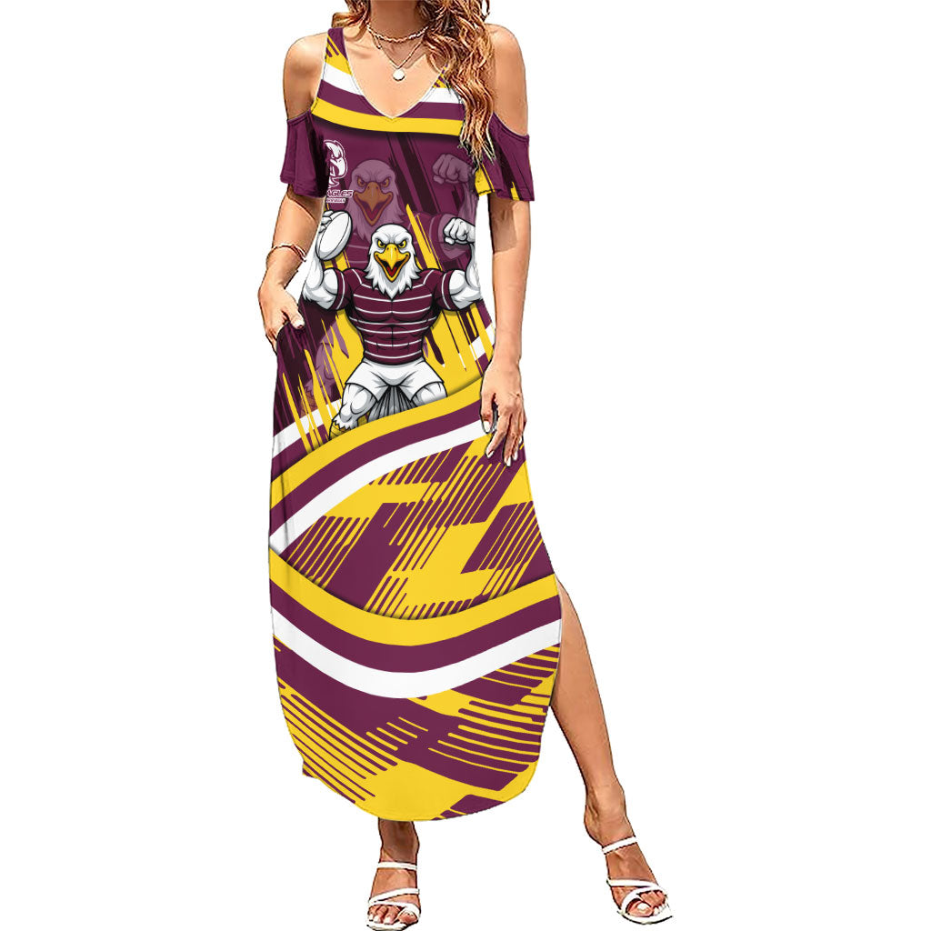 Sea Eagles Rugby Mascot Summer Maxi Dress Fierce Athlete Graphic in Sports Style