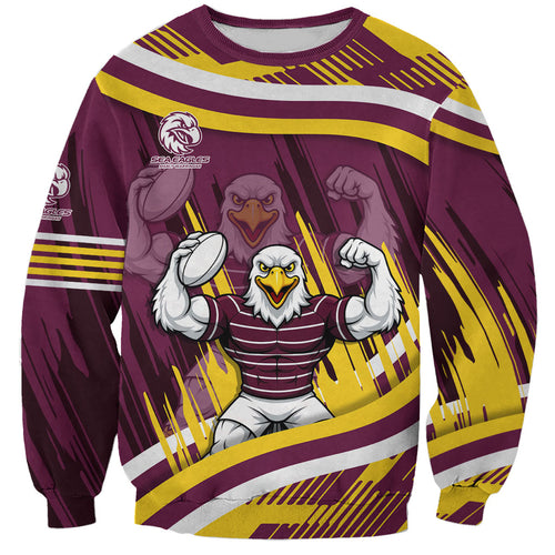 Sea Eagles Rugby Mascot Sweatshirt Fierce Athlete Graphic in Sports Style