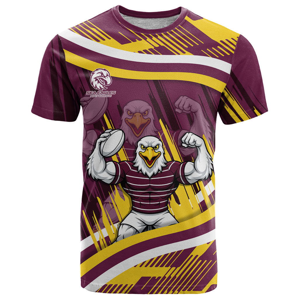 Sea Eagles Rugby Mascot T Shirt Fierce Athlete Graphic in Sports Style