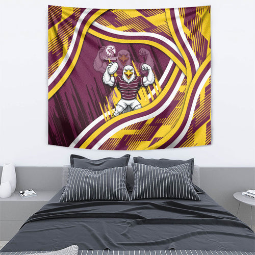 Sea Eagles Rugby Mascot Tapestry Fierce Athlete Graphic in Sports Style