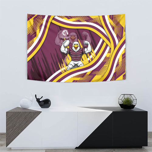 Sea Eagles Rugby Mascot Tapestry Fierce Athlete Graphic in Sports Style