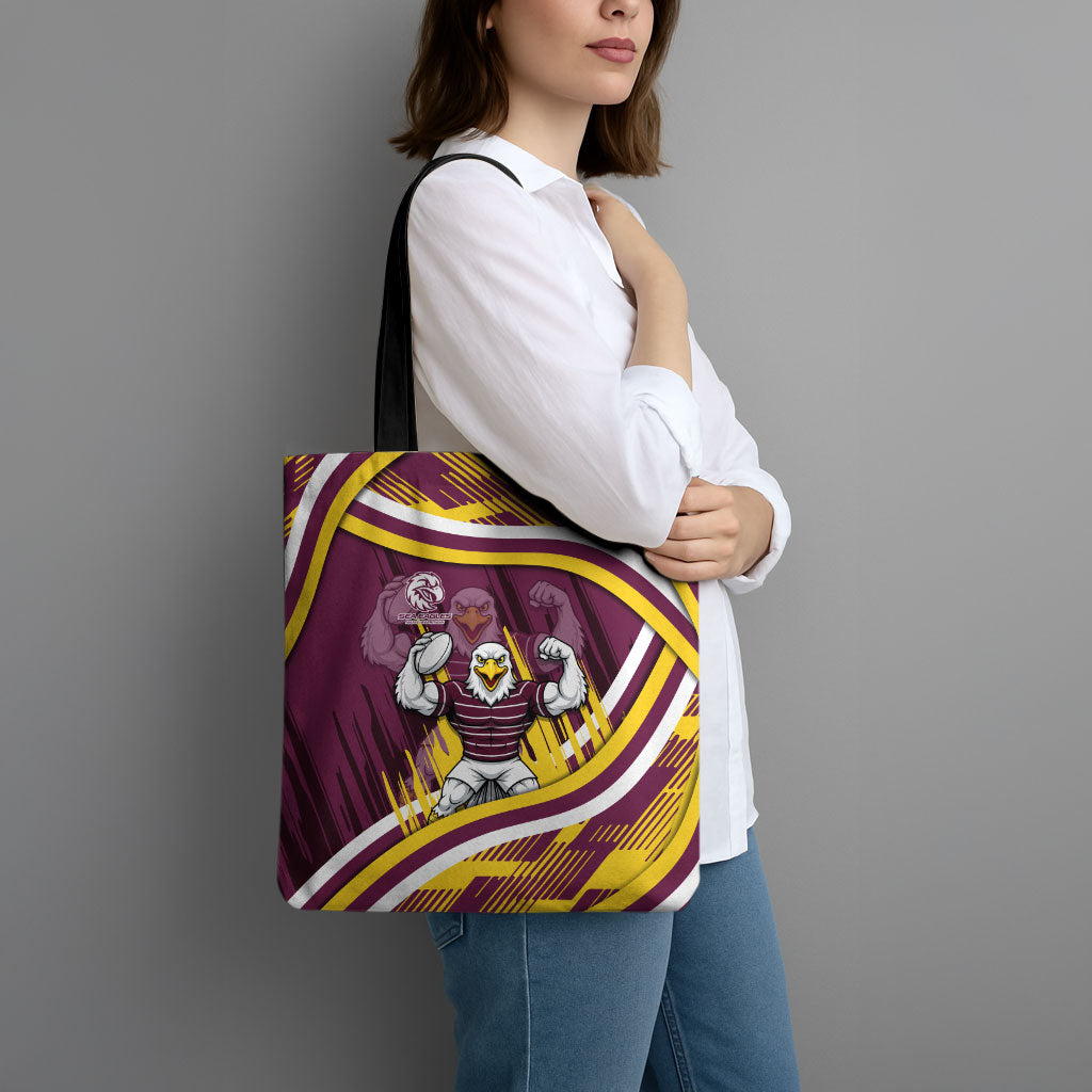 Sea Eagles Rugby Mascot Tote Bag Fierce Athlete Graphic in Sports Style