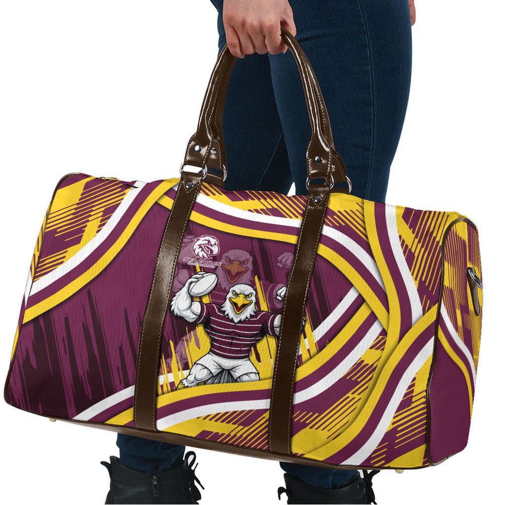 Sea Eagles Rugby Mascot Travel Bag Fierce Athlete Graphic in Sports Style