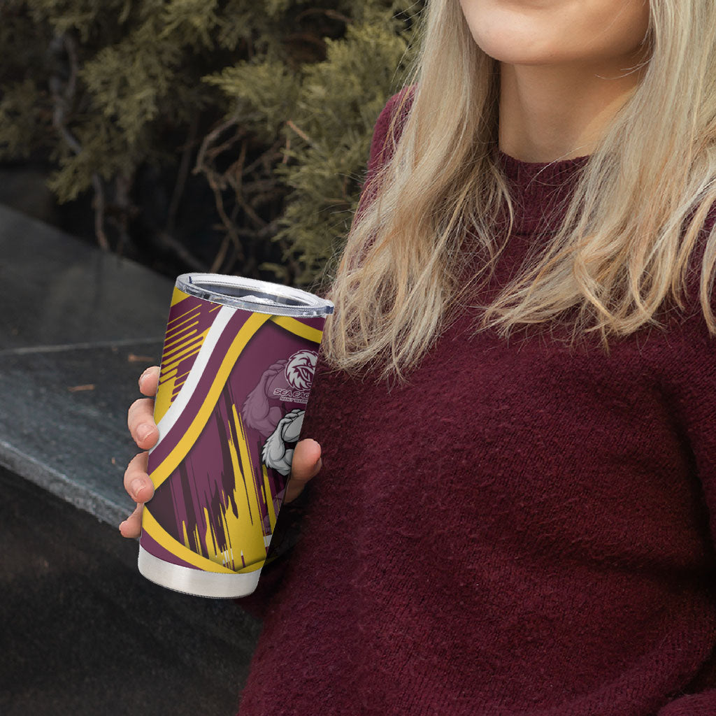 Sea Eagles Rugby Mascot Tumbler Cup Fierce Athlete Graphic in Sports Style