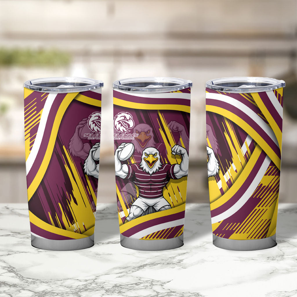 Sea Eagles Rugby Mascot Tumbler Cup Fierce Athlete Graphic in Sports Style