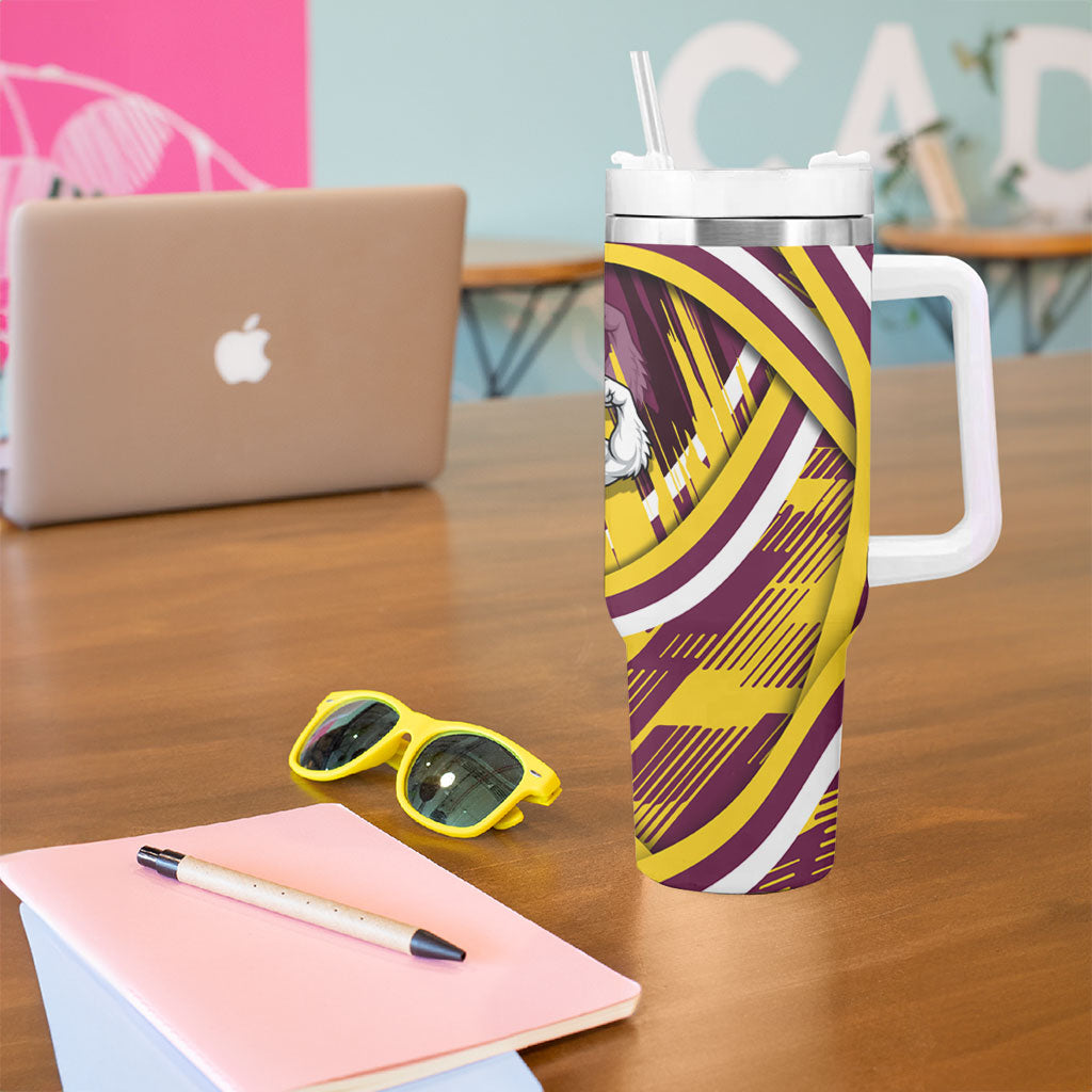 Sea Eagles Rugby Mascot Tumbler With Handle Fierce Athlete Graphic in Sports Style