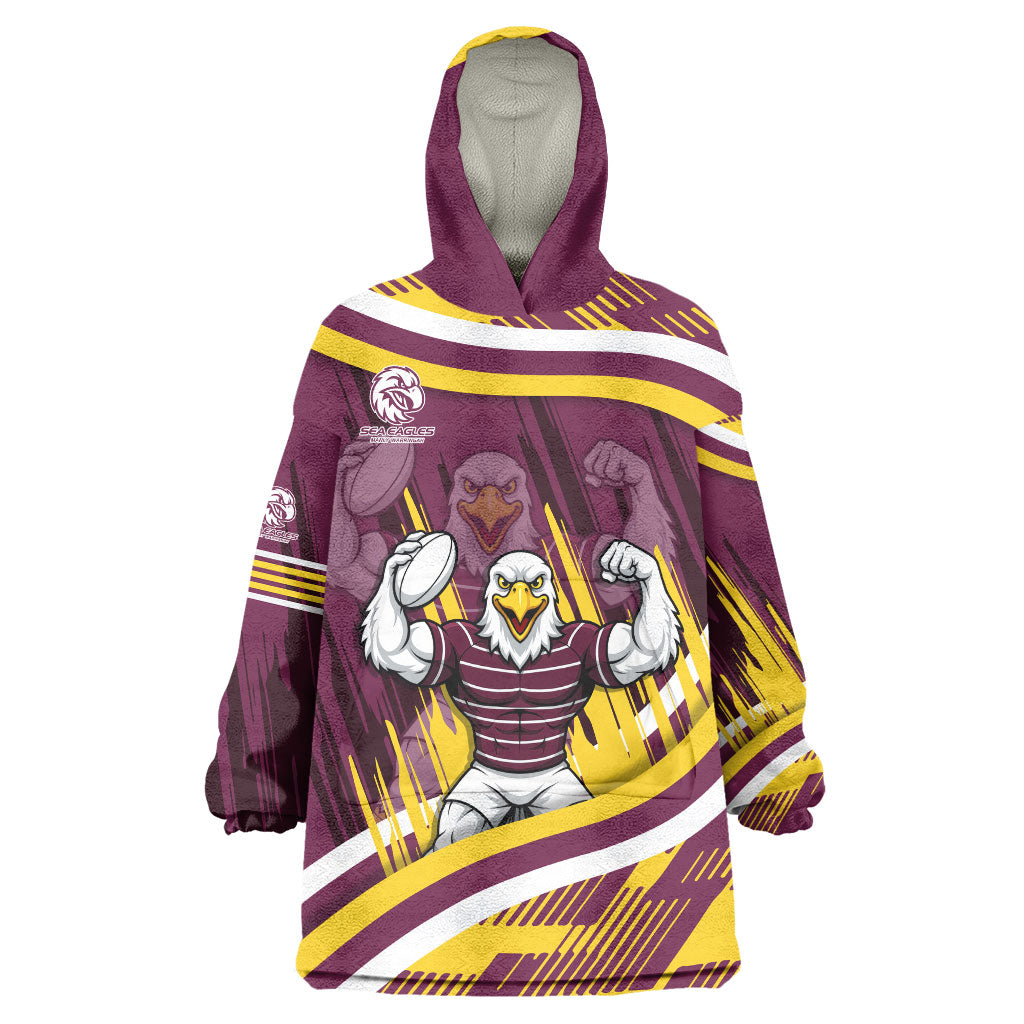 Sea Eagles Rugby Mascot Wearable Blanket Hoodie Fierce Athlete Graphic in Sports Style