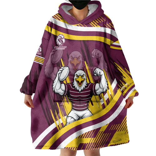 Sea Eagles Rugby Mascot Wearable Blanket Hoodie Fierce Athlete Graphic in Sports Style