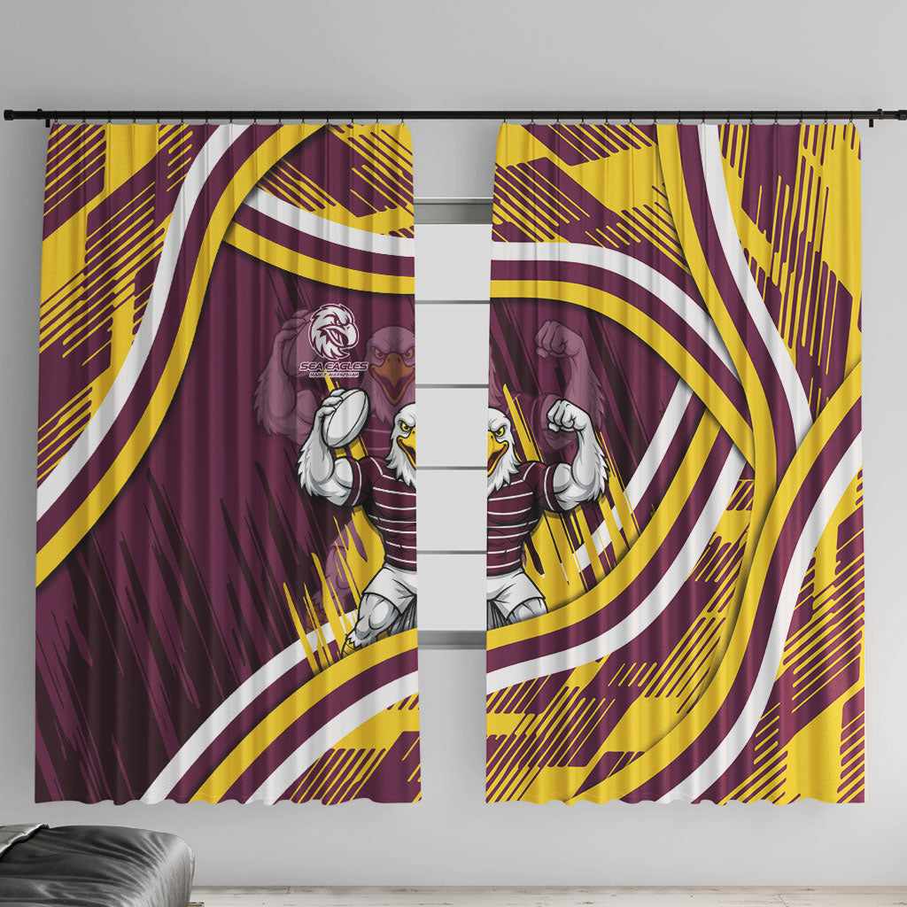 Sea Eagles Rugby Mascot Window Curtain Fierce Athlete Graphic in Sports Style