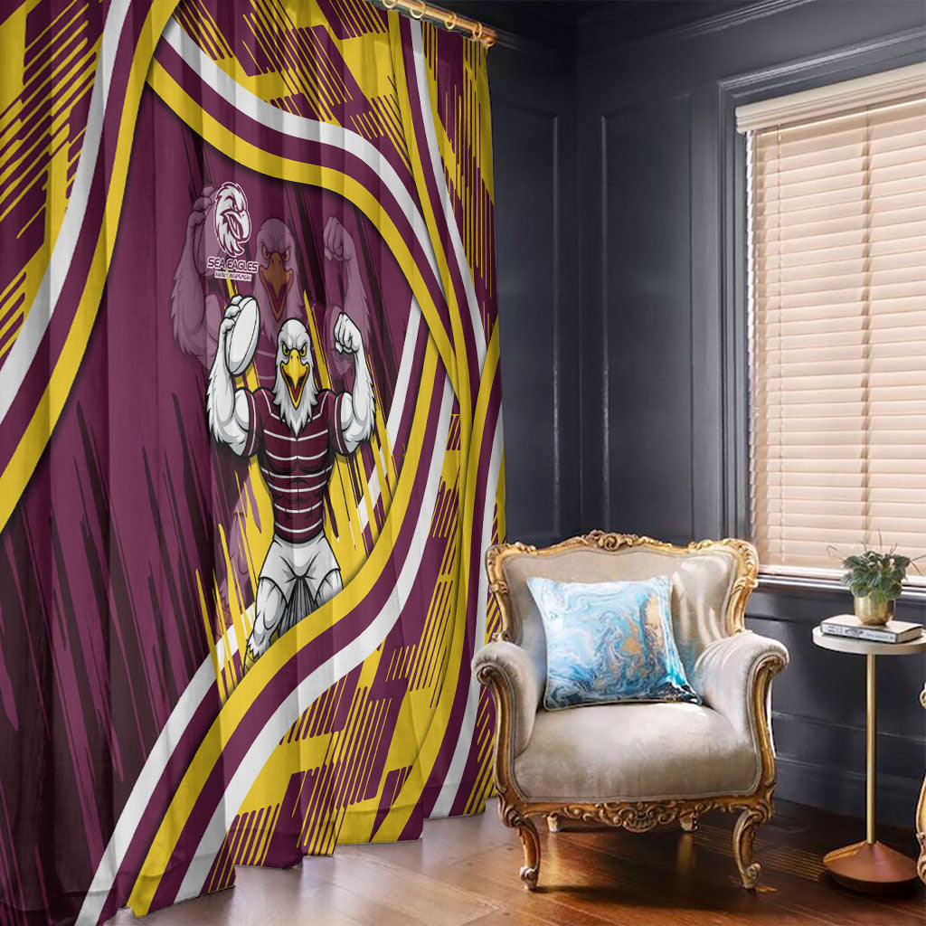 Sea Eagles Rugby Mascot Window Curtain Fierce Athlete Graphic in Sports Style