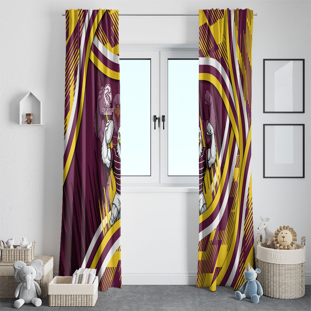 Sea Eagles Rugby Mascot Window Curtain Fierce Athlete Graphic in Sports Style