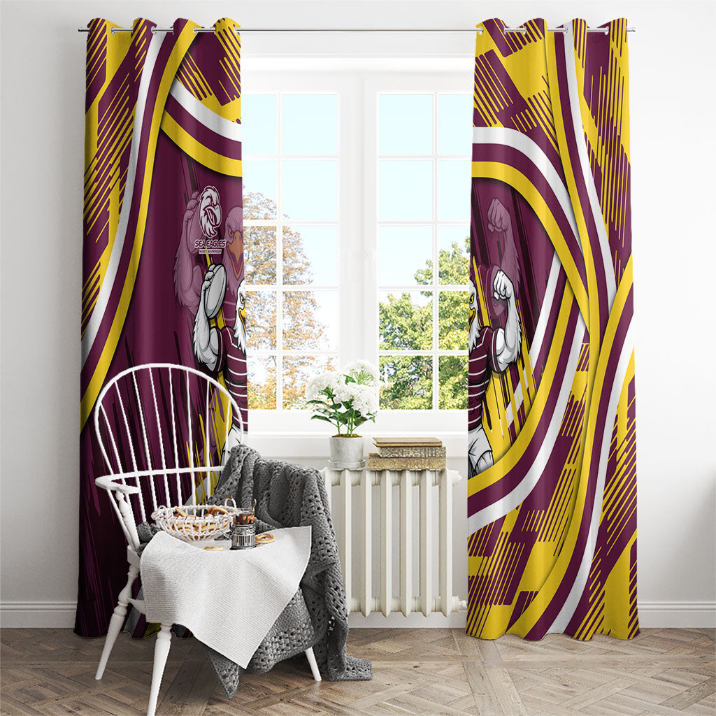 Sea Eagles Rugby Mascot Window Curtain Fierce Athlete Graphic in Sports Style