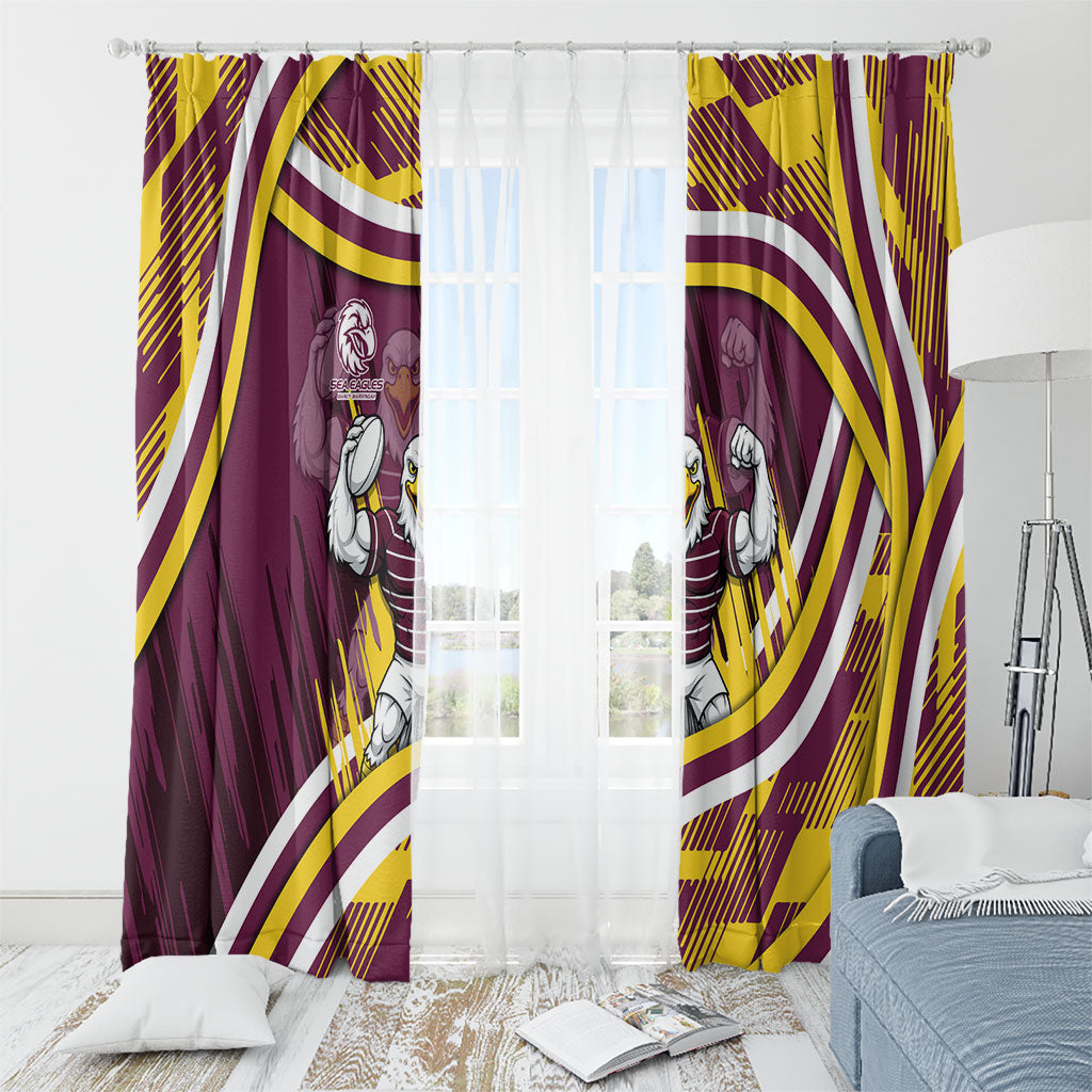 Sea Eagles Rugby Mascot Window Curtain Fierce Athlete Graphic in Sports Style