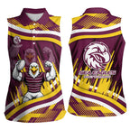 Sea Eagles Rugby Mascot Women Sleeveless Polo Shirt Fierce Athlete Graphic in Sports Style