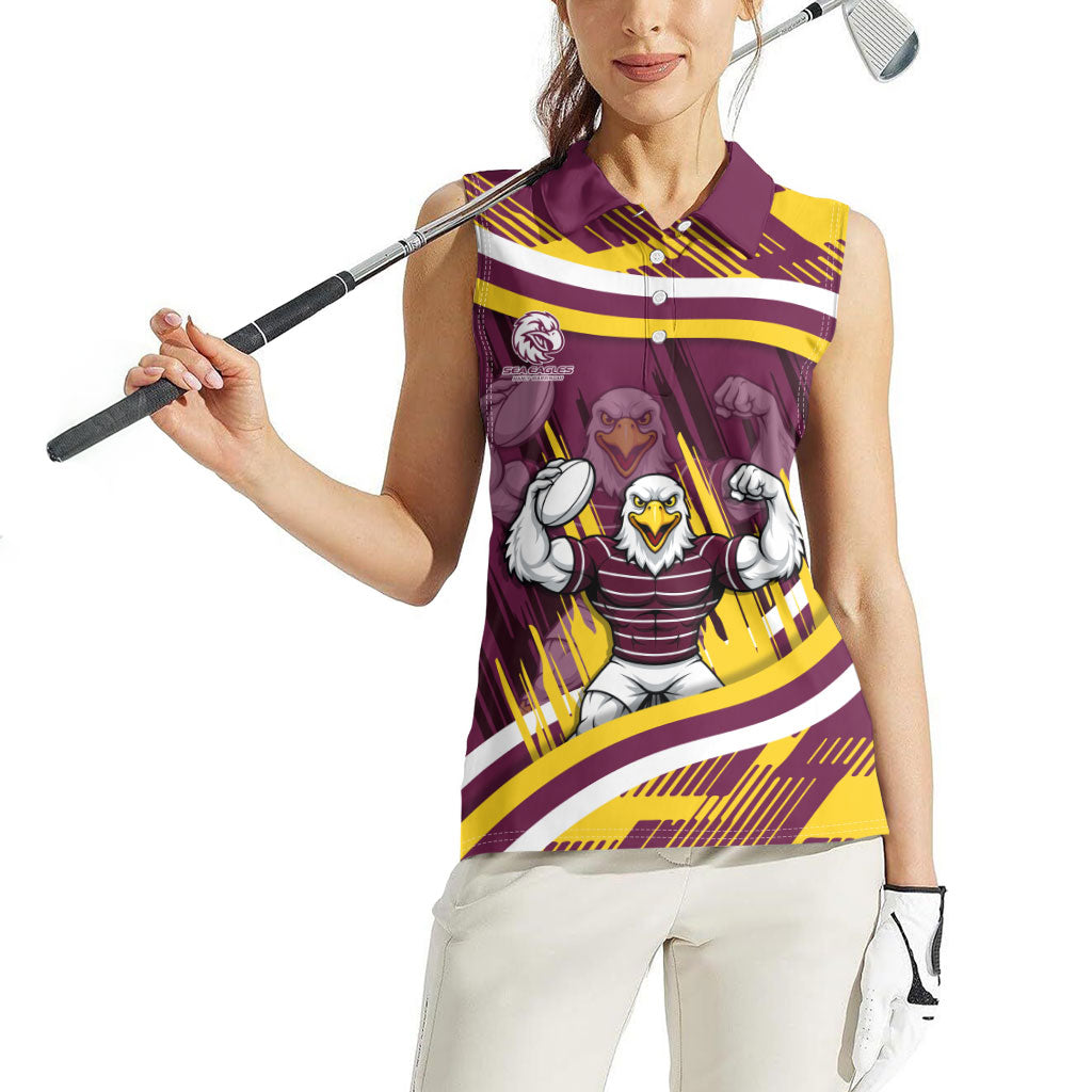 Sea Eagles Rugby Mascot Women Sleeveless Polo Shirt Fierce Athlete Graphic in Sports Style