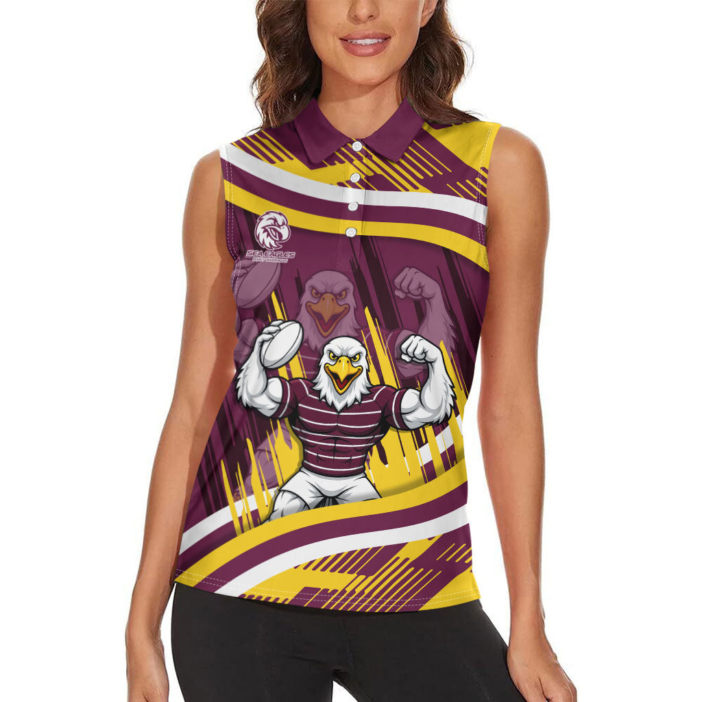 Sea Eagles Rugby Mascot Women Sleeveless Polo Shirt Fierce Athlete Graphic in Sports Style