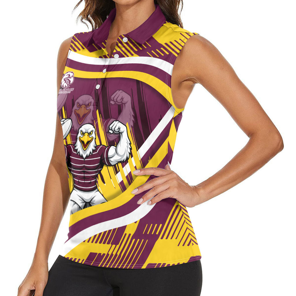 Sea Eagles Rugby Mascot Women Sleeveless Polo Shirt Fierce Athlete Graphic in Sports Style