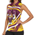 Sea Eagles Rugby Mascot Women Sleeveless Polo Shirt Fierce Athlete Graphic in Sports Style