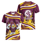 Sea Eagles Rugby Mascot Women V-Neck T-Shirt Fierce Athlete Graphic in Sports Style