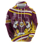 Sea Eagles Rugby Mascot Zip Hoodie Fierce Athlete Graphic in Sports Style