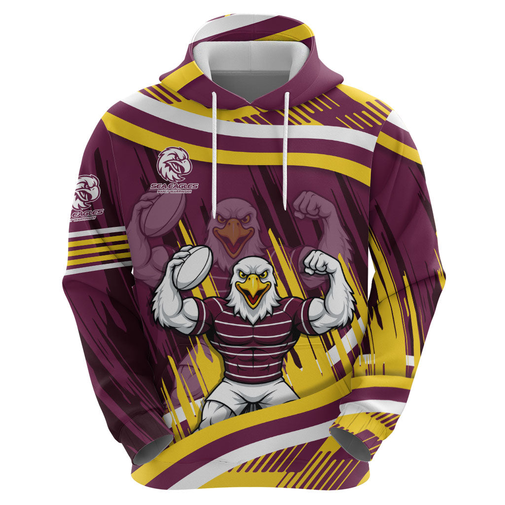Sea Eagles Rugby Mascot Zip Hoodie Fierce Athlete Graphic in Sports Style