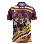 Sea Eagles Rugby Mascot Zipper Polo Shirt Fierce Athlete Graphic in Sports Style
