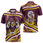 Sea Eagles Rugby Mascot Zipper Polo Shirt Fierce Athlete Graphic in Sports Style