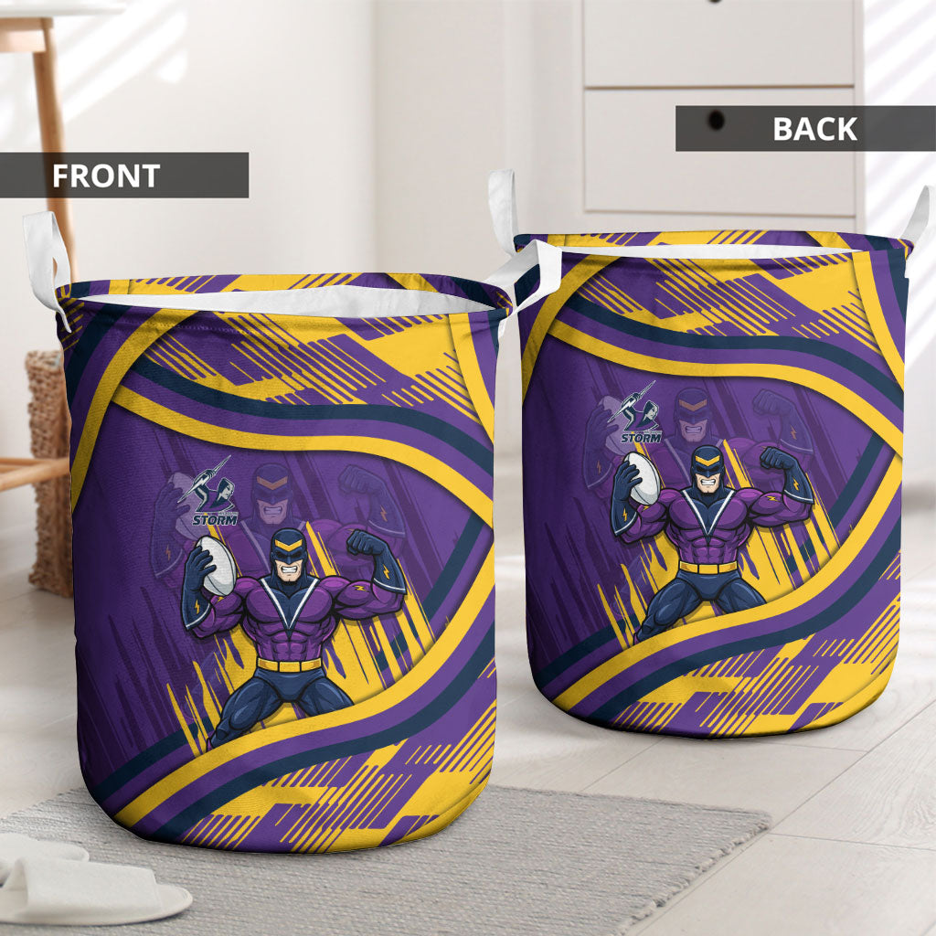 Melbourne Storm Rugby Mascot Laundry Basket Fierce Athlete Graphic in Sports Style