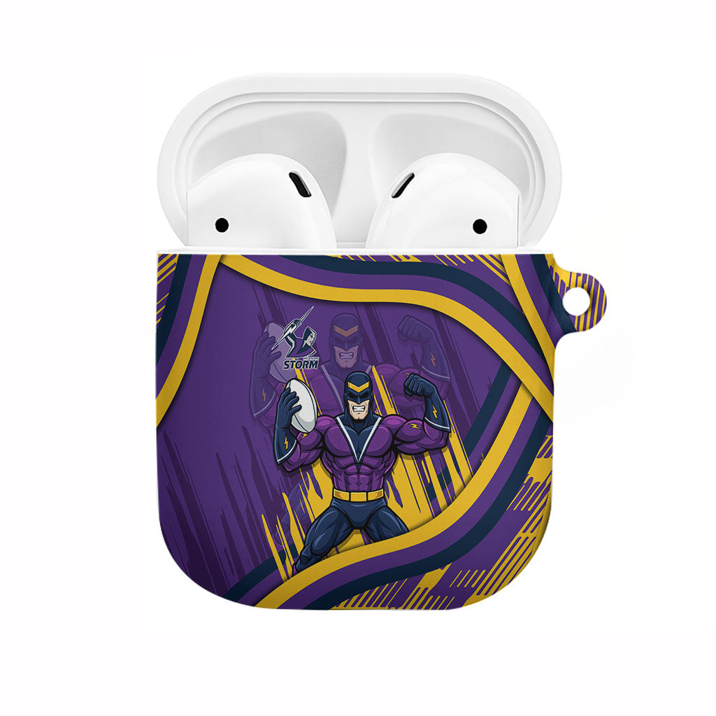 Melbourne Storm Rugby Mascot AirPods Case Fierce Athlete Graphic in Sports Style