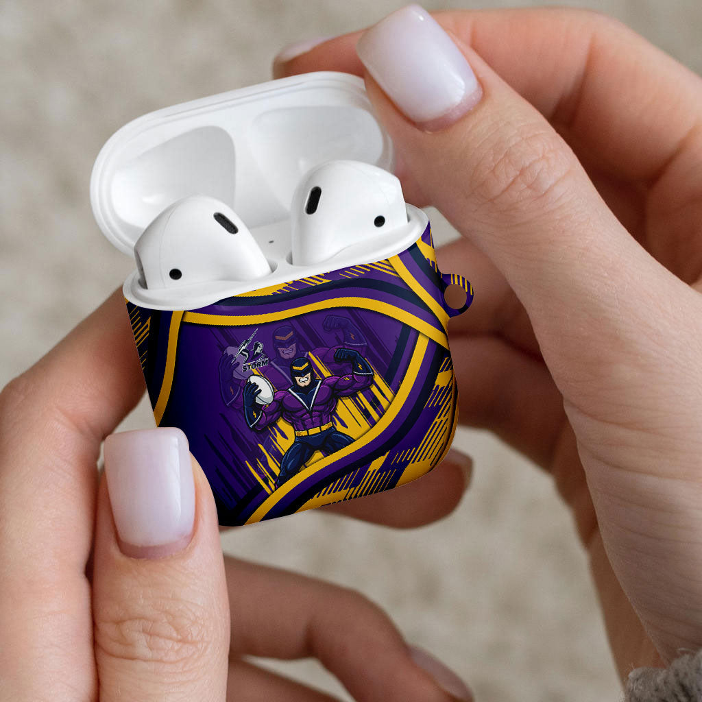 Melbourne Storm Rugby Mascot AirPods Case Fierce Athlete Graphic in Sports Style