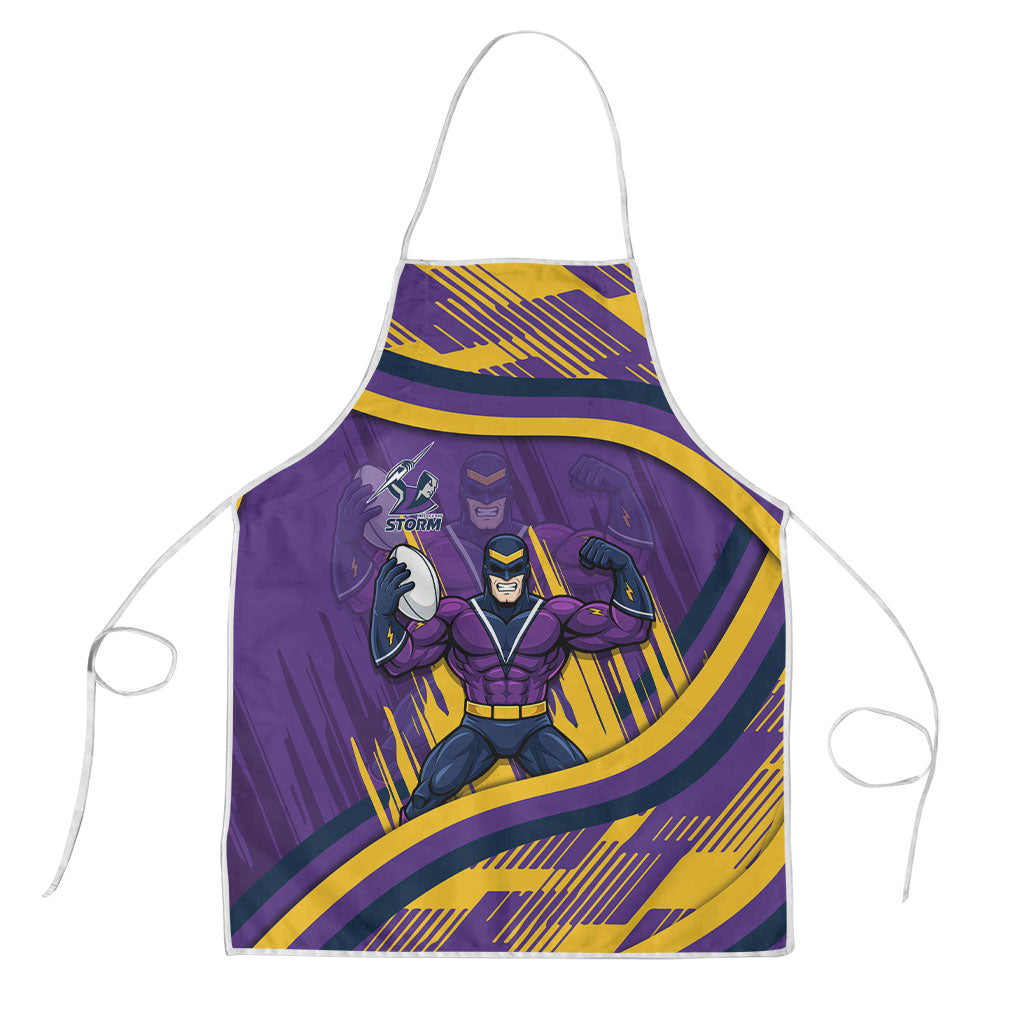 Melbourne Storm Rugby Mascot Apron Fierce Athlete Graphic in Sports Style