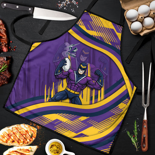 Melbourne Storm Rugby Mascot Apron Fierce Athlete Graphic in Sports Style
