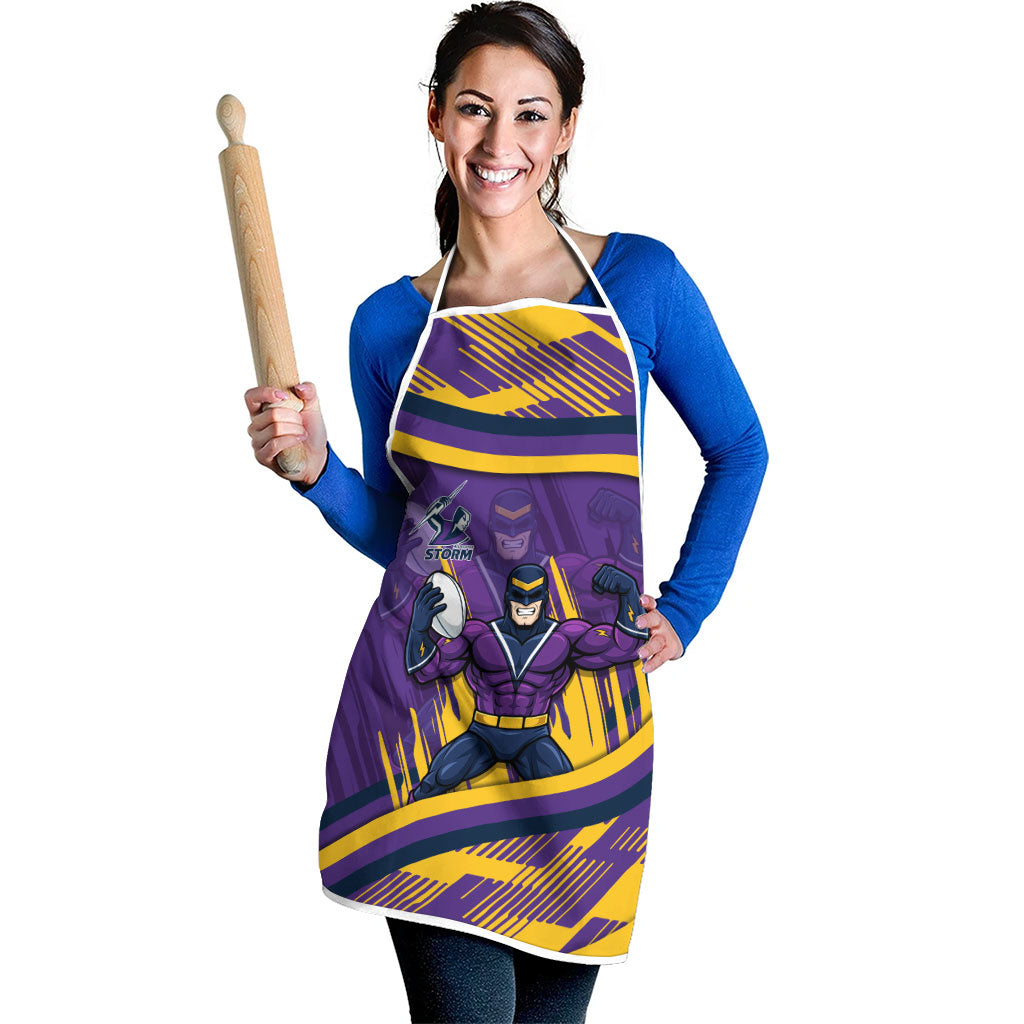 Melbourne Storm Rugby Mascot Apron Fierce Athlete Graphic in Sports Style