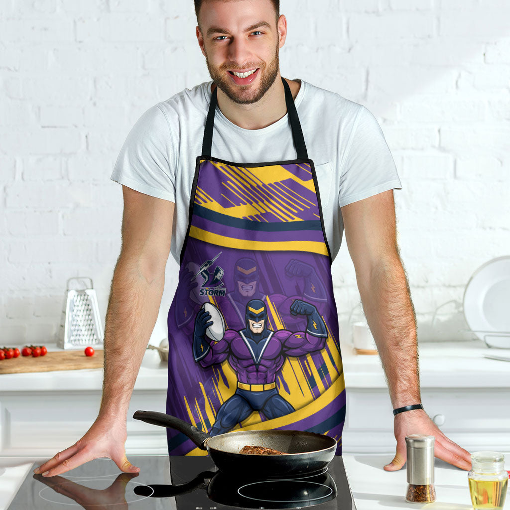 Melbourne Storm Rugby Mascot Apron Fierce Athlete Graphic in Sports Style