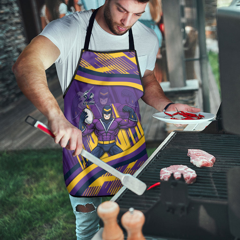 Melbourne Storm Rugby Mascot Apron Fierce Athlete Graphic in Sports Style