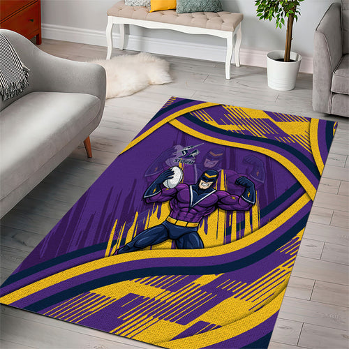 Melbourne Storm Rugby Mascot Area Rug Fierce Athlete Graphic in Sports Style