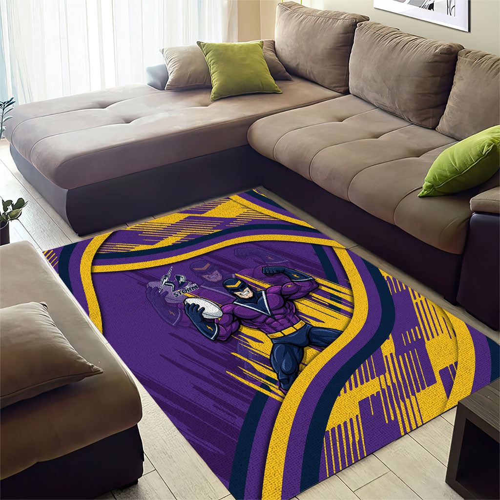Melbourne Storm Rugby Mascot Area Rug Fierce Athlete Graphic in Sports Style
