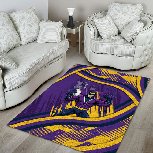 Melbourne Storm Rugby Mascot Area Rug Fierce Athlete Graphic in Sports Style