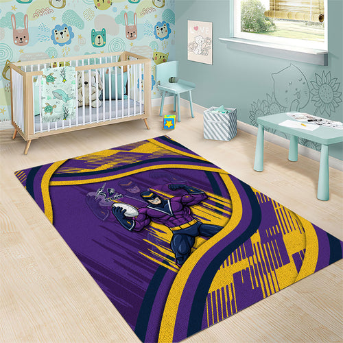 Melbourne Storm Rugby Mascot Area Rug Fierce Athlete Graphic in Sports Style