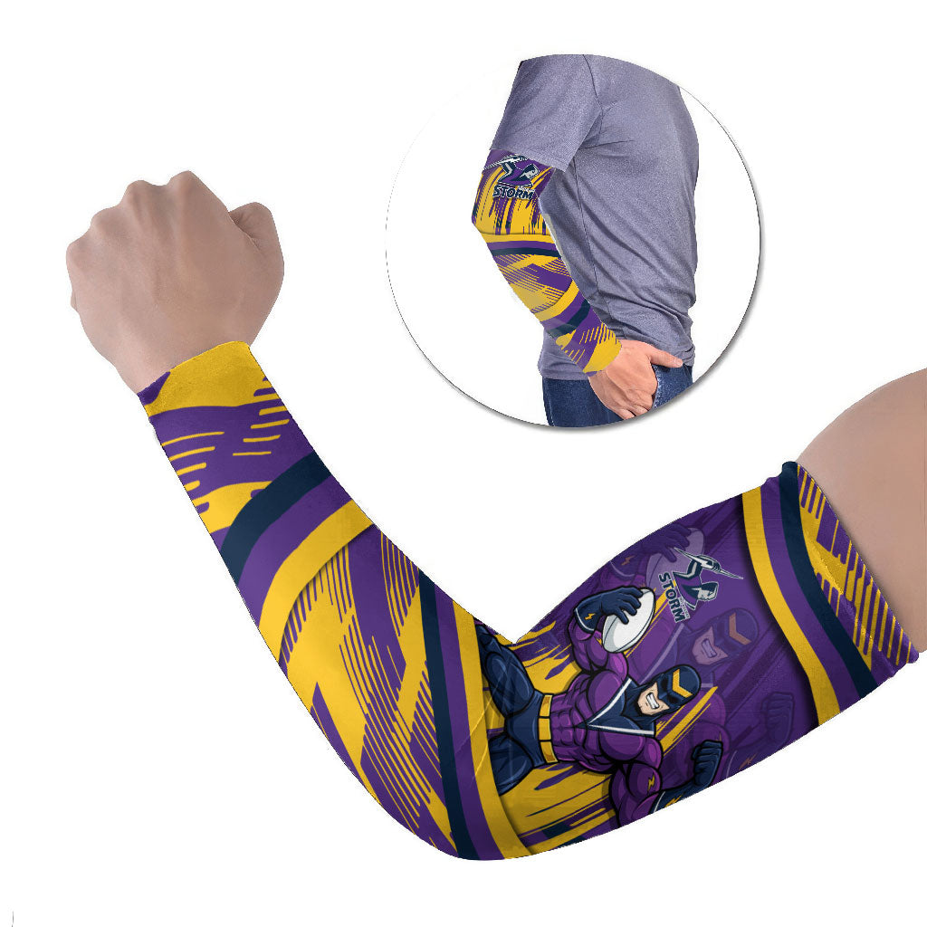 Melbourne Storm Rugby Mascot Arm Sleeves Fierce Athlete Graphic in Sports Style