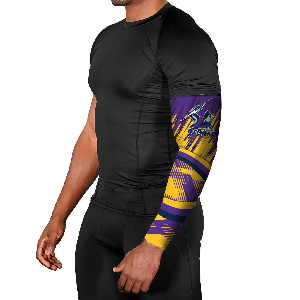 Melbourne Storm Rugby Mascot Arm Sleeves Fierce Athlete Graphic in Sports Style