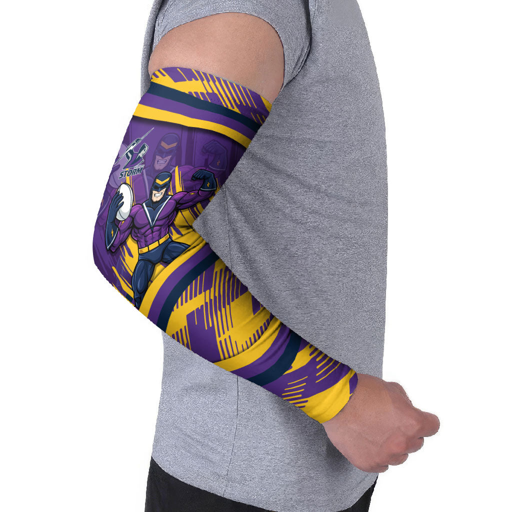 Melbourne Storm Rugby Mascot Arm Sleeves Fierce Athlete Graphic in Sports Style